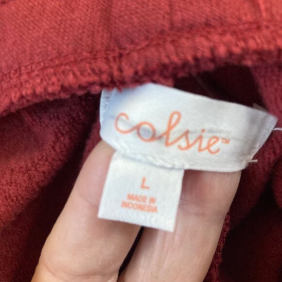 Womens Colsie Lounge Pants Crimson Gold Stripe Side Slit at Hem L Pockets Drawst - Picture 8 of 10